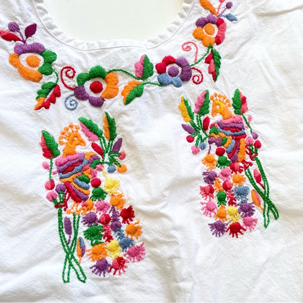 Peek Toddler Girls Embroidered Floral Tunic Dress Cotton Boho XS 2/3 - Picture 2 of 7